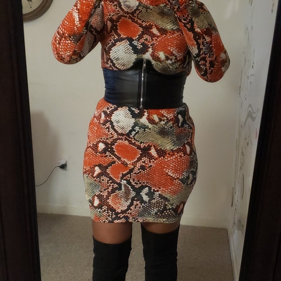 Multicolor Snakeskin Print Bodycon Dress - Picture 5 of 5